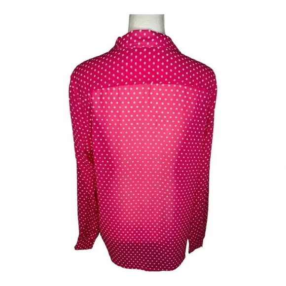 American Eagle Outfitters Women’s Large Pink Polka Dot Button‎ Down Shirt - Picture 3 of 7